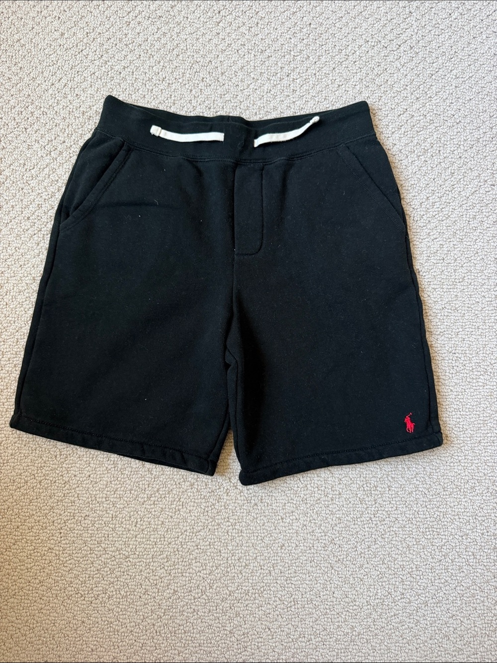 Polo by Ralph Lauren Black Kids Sweat Shorts with Red Pony